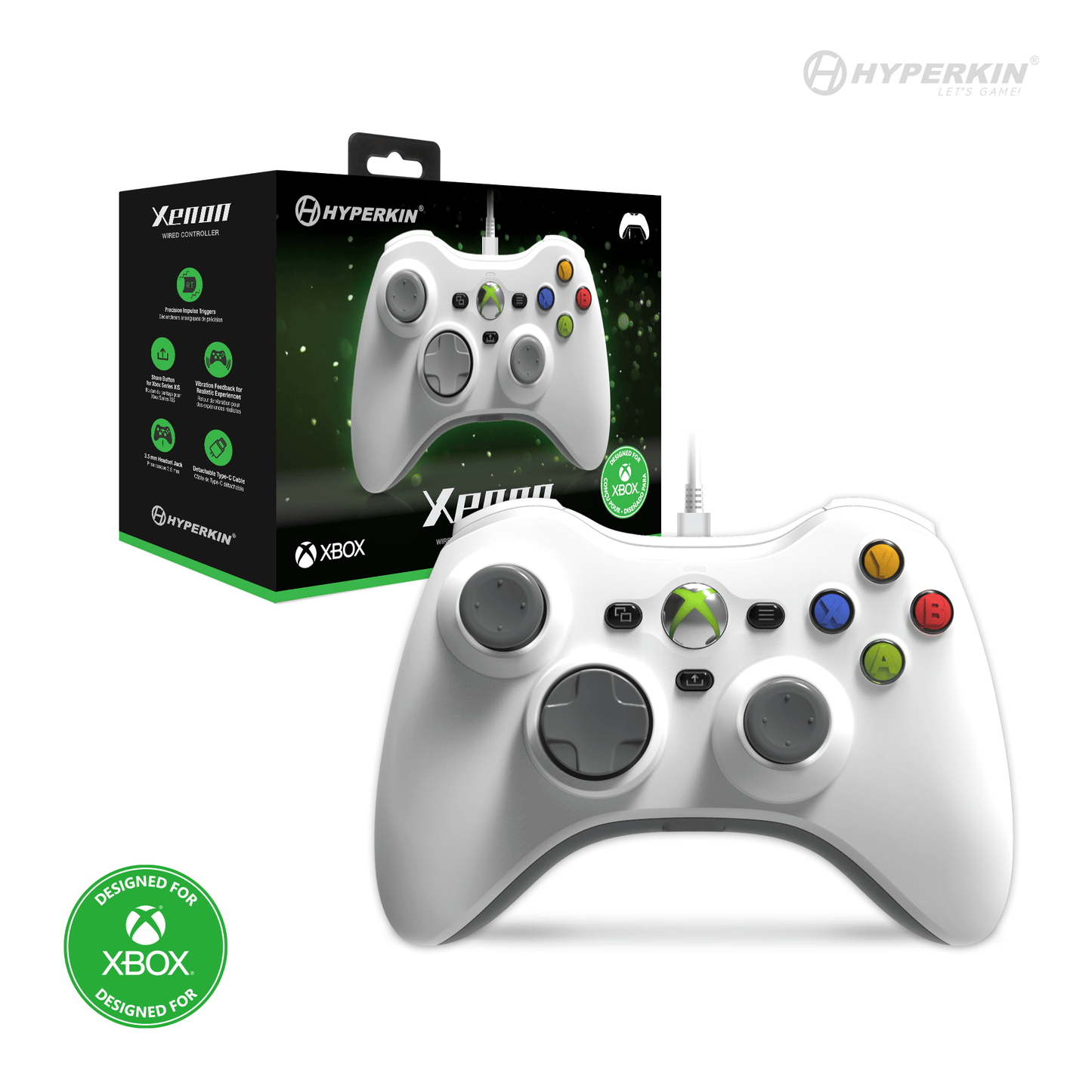 Hyperkin Xenon Wired Controller for Xbox Series X|S/Xbox One - White