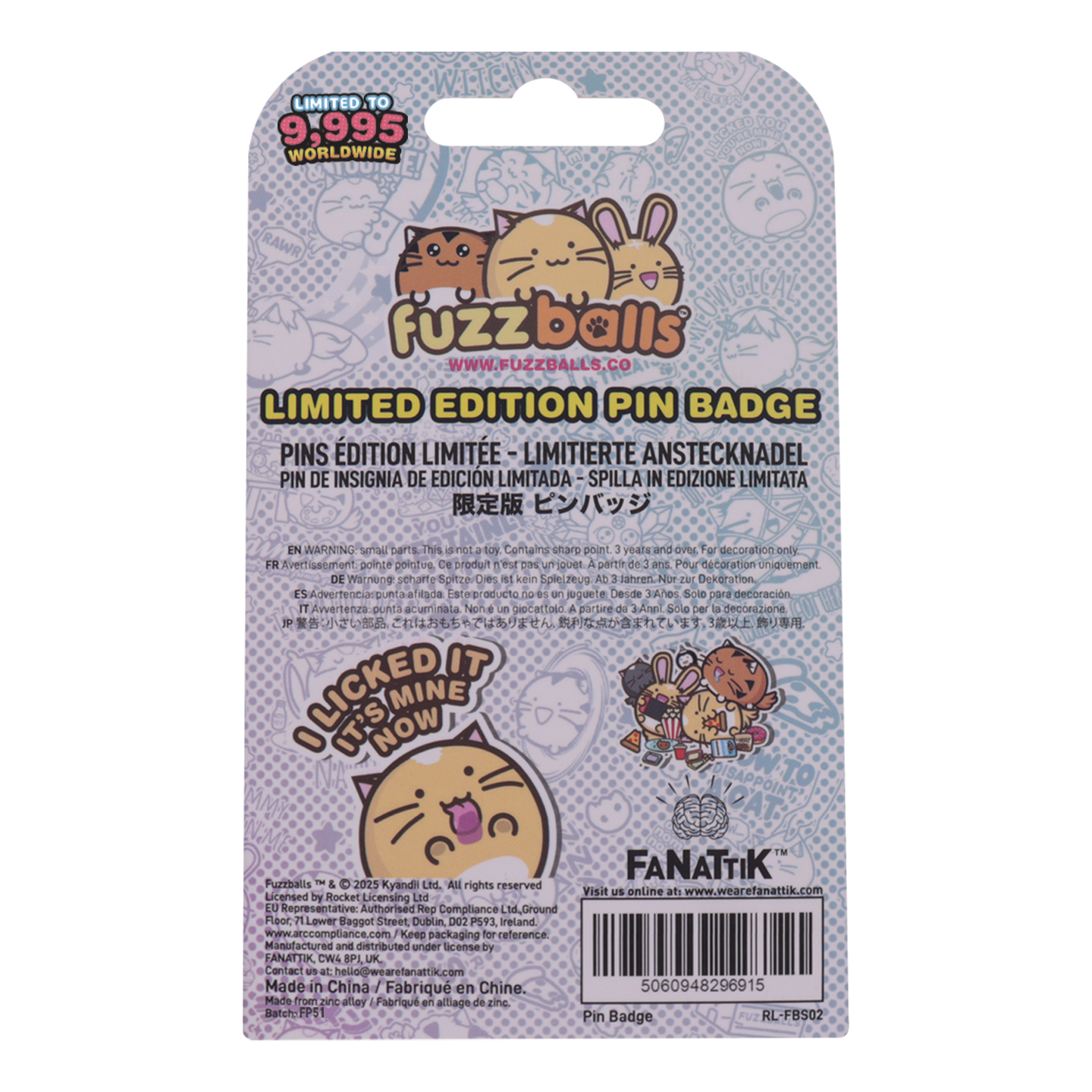 Fuzzballs Whisky Will Work 4 Treats Pin Badge - Limited Edition