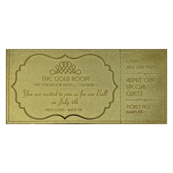 The Shining Limited Edition 24k Gold Plated The Overlook Hotel Ball Ticket