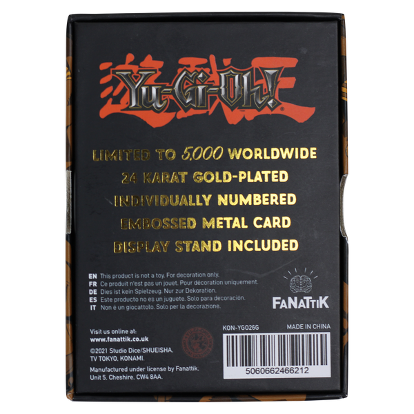 Yu-Gi-Oh! Limited Edition 24k Gold Plated Exodia the Forbidden One Metal Card