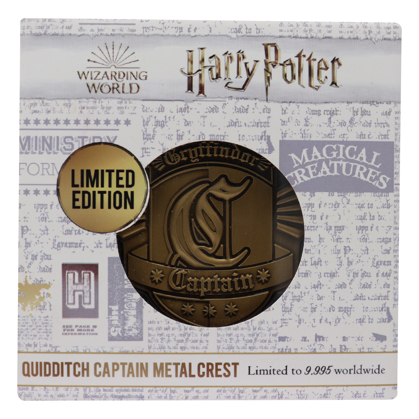 Harry Potter Limited Edition Gryffindor Captain Badge Medallion