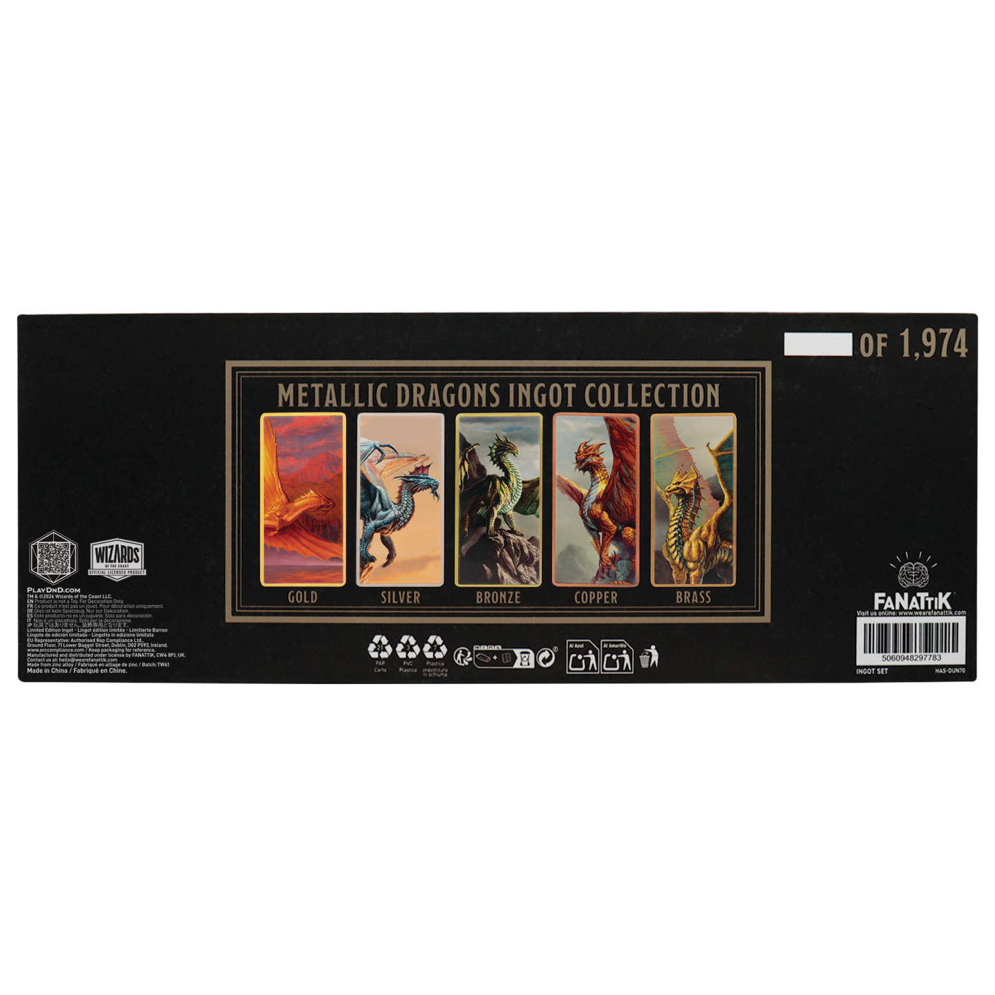 Dungeons & Dragons - Metallic Dragons 5 Piece Ingot Set - Limited Edition