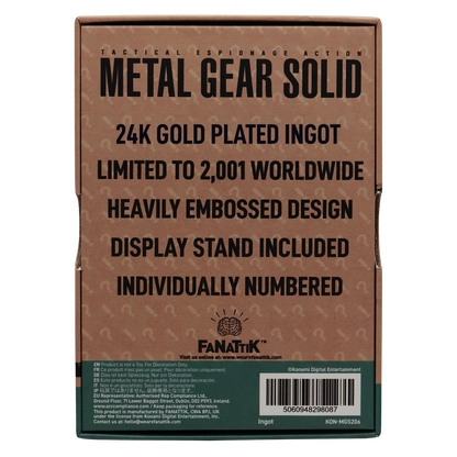 Metal Gear Solid 2 24k Gold Plated Raiden Ingot - Limited Edition