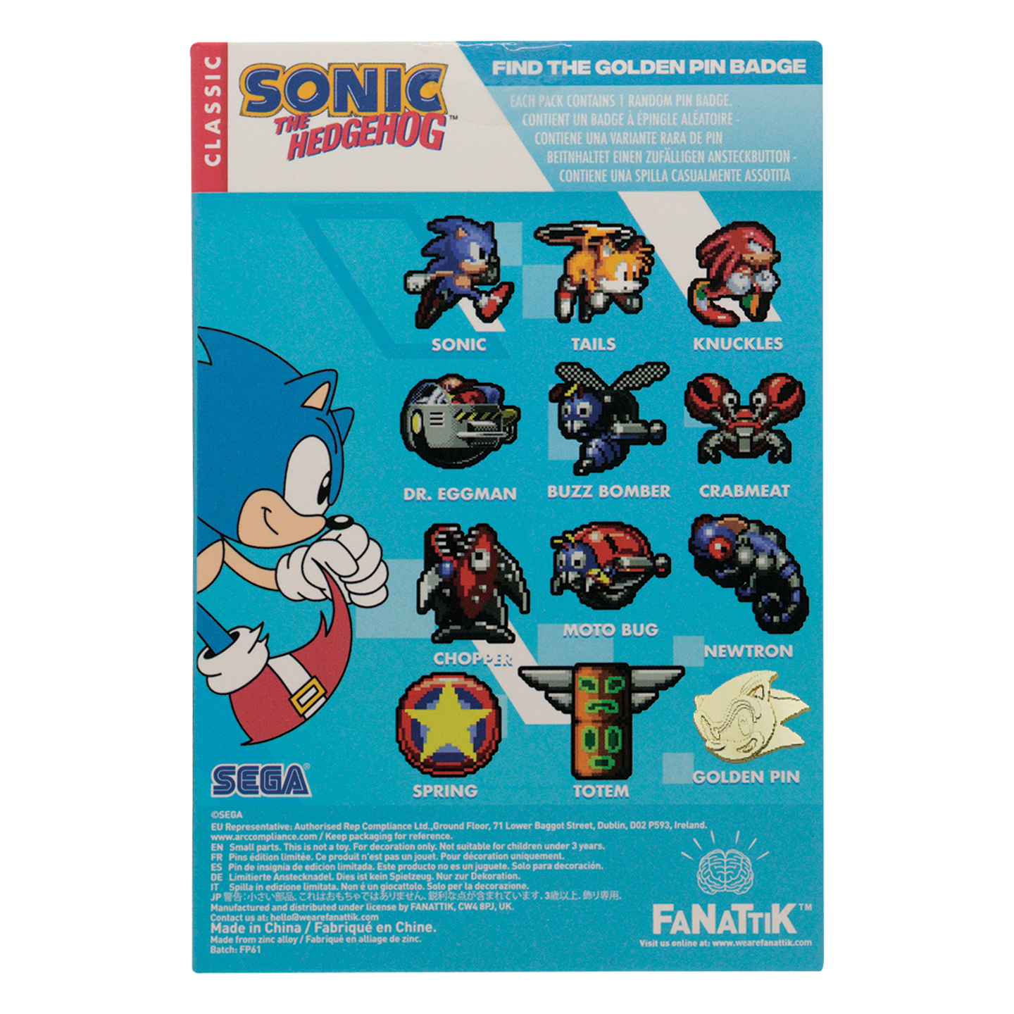 Sonic The Hedgehog - Mystery Pin Badges CDU Contains 12 Blind Boxes