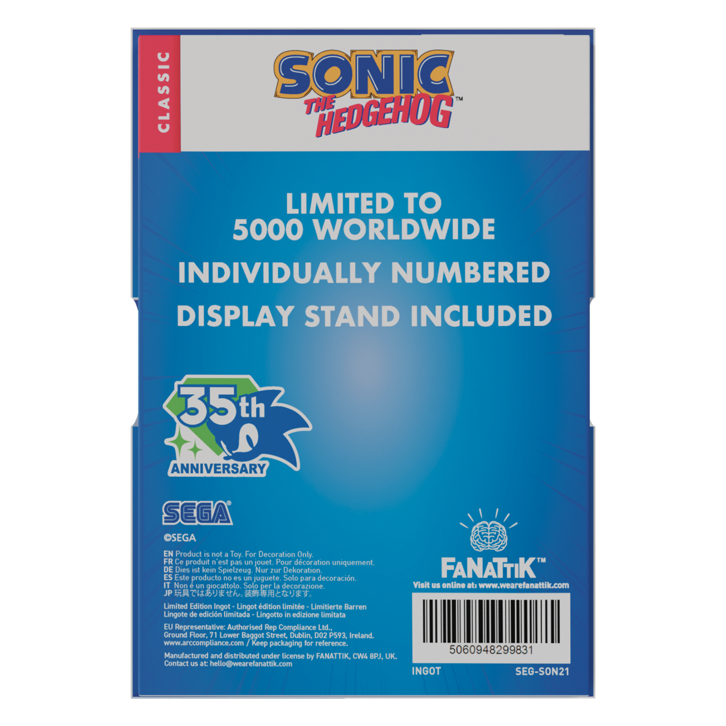 Sonic The Hedgehog - Stained Glass Window Style Ingot - Limited Edition