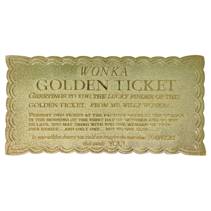 Willy Wonka and the Chocolate Factory Collector's Edition Replica Golden Ticket