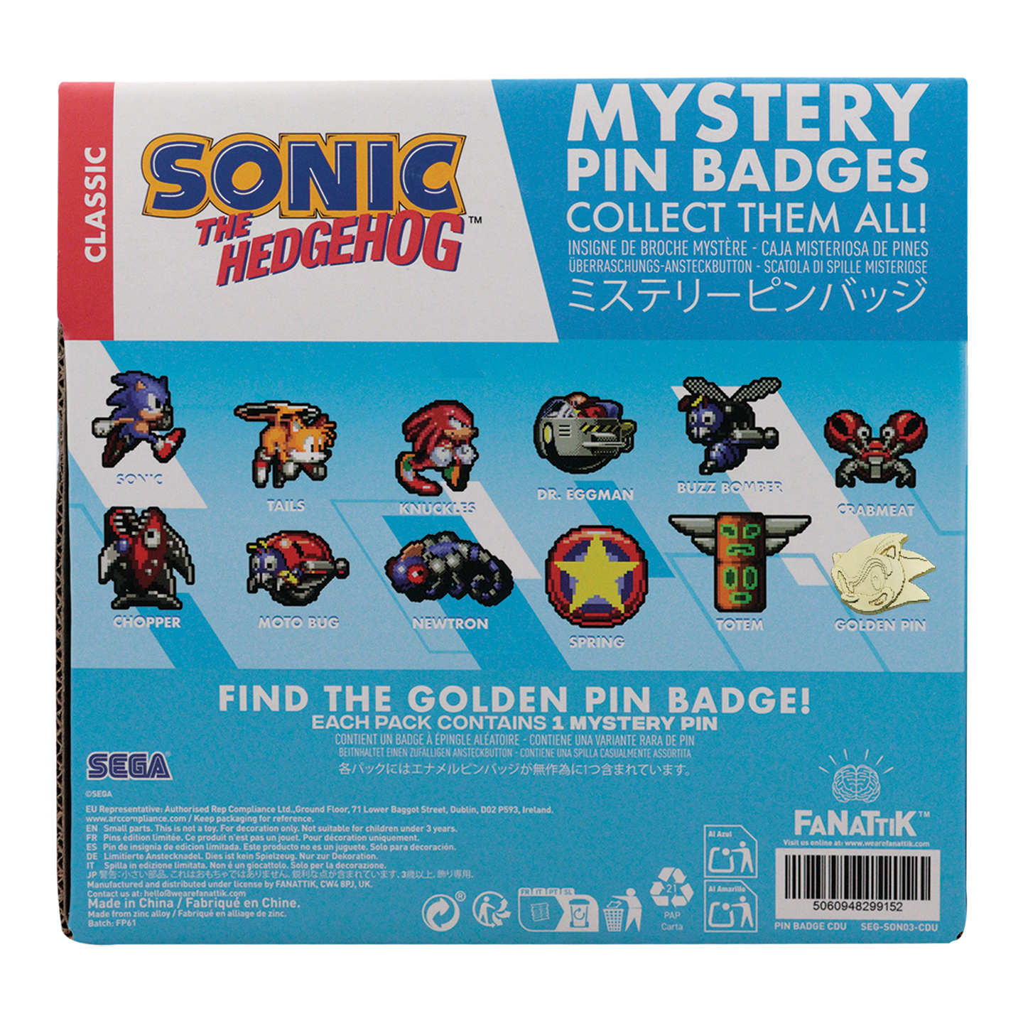 Sonic The Hedgehog - Mystery Pin Badges CDU Contains 12 Blind Boxes