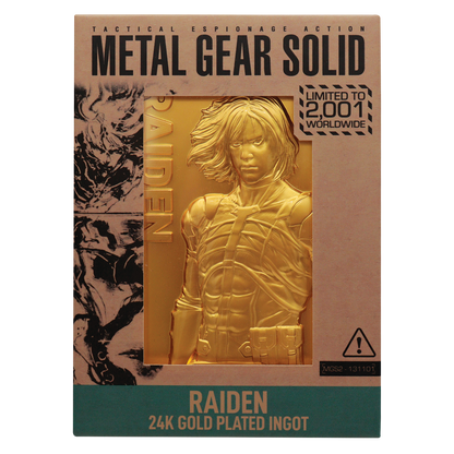 Metal Gear Solid 2 24k Gold Plated Raiden Ingot - Limited Edition