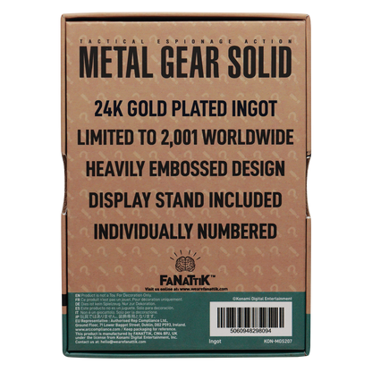 Metal Gear Solid 2 24k Gold Plated Snake Ingot - Limited Edition