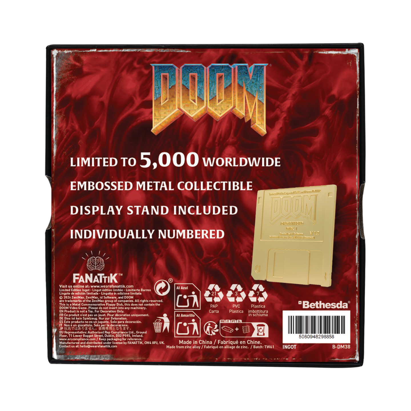 DOOM - Floppy Disk Imitation Gold Plated Replica - Limited Edition