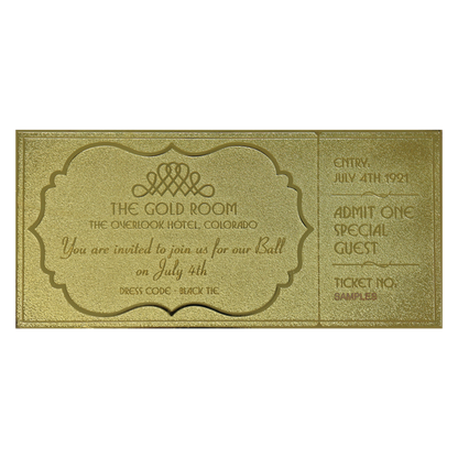 The Shining Limited Edition 24k Gold Plated The Overlook Hotel Ball Ticket
