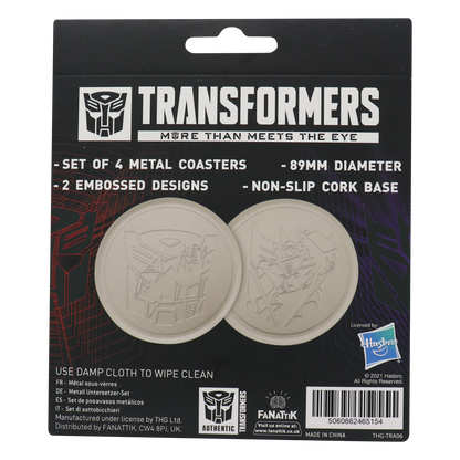 Transformers Set of 4 Embossed Metal Coasters