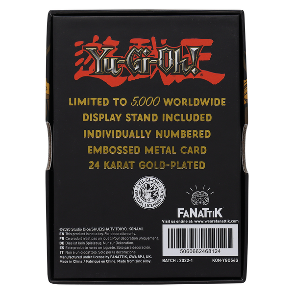 Yu-Gi-Oh! Limited Edition 24k Gold Plated Time Wizard Metal Card